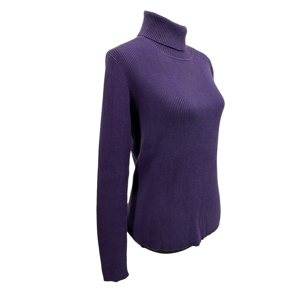 Lauren Ralph Lauren Womens Ribbed Turtleneck Sweater Purple Long Sleeve Y2K Med - Picture 3 of 7